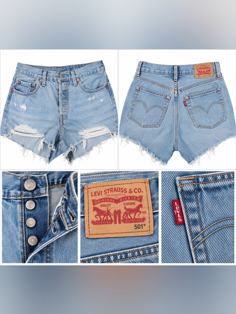 Levi's 501 Buttonfly Sexy Distressed Denim Shorts Waist 30